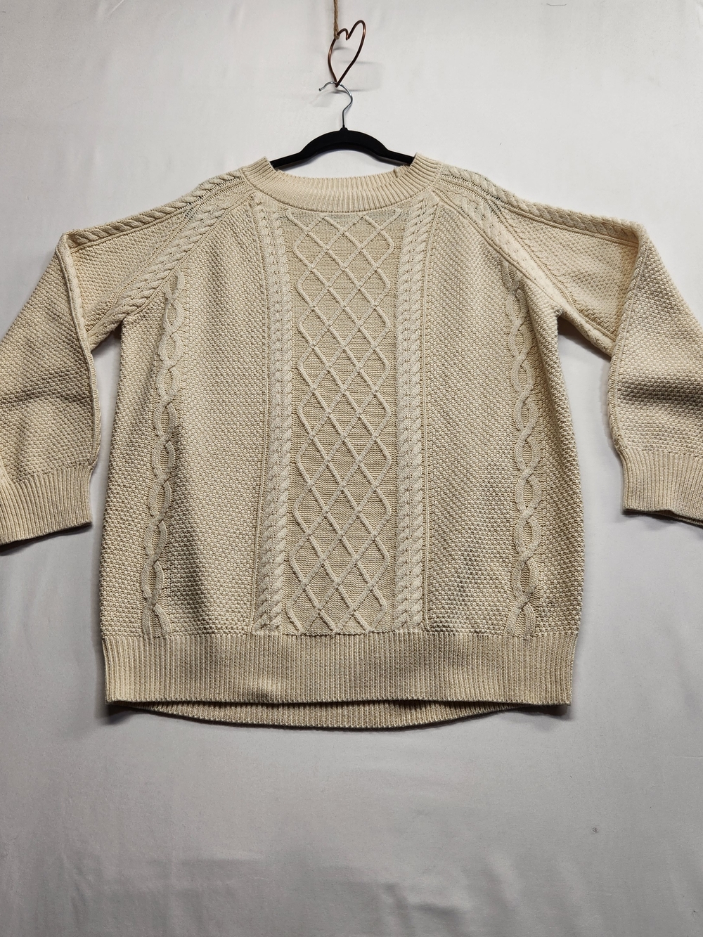 ⭐️Moshu Chunky Cream Cable Knit Sweater Oversized Aran Fisherman Jumper XL